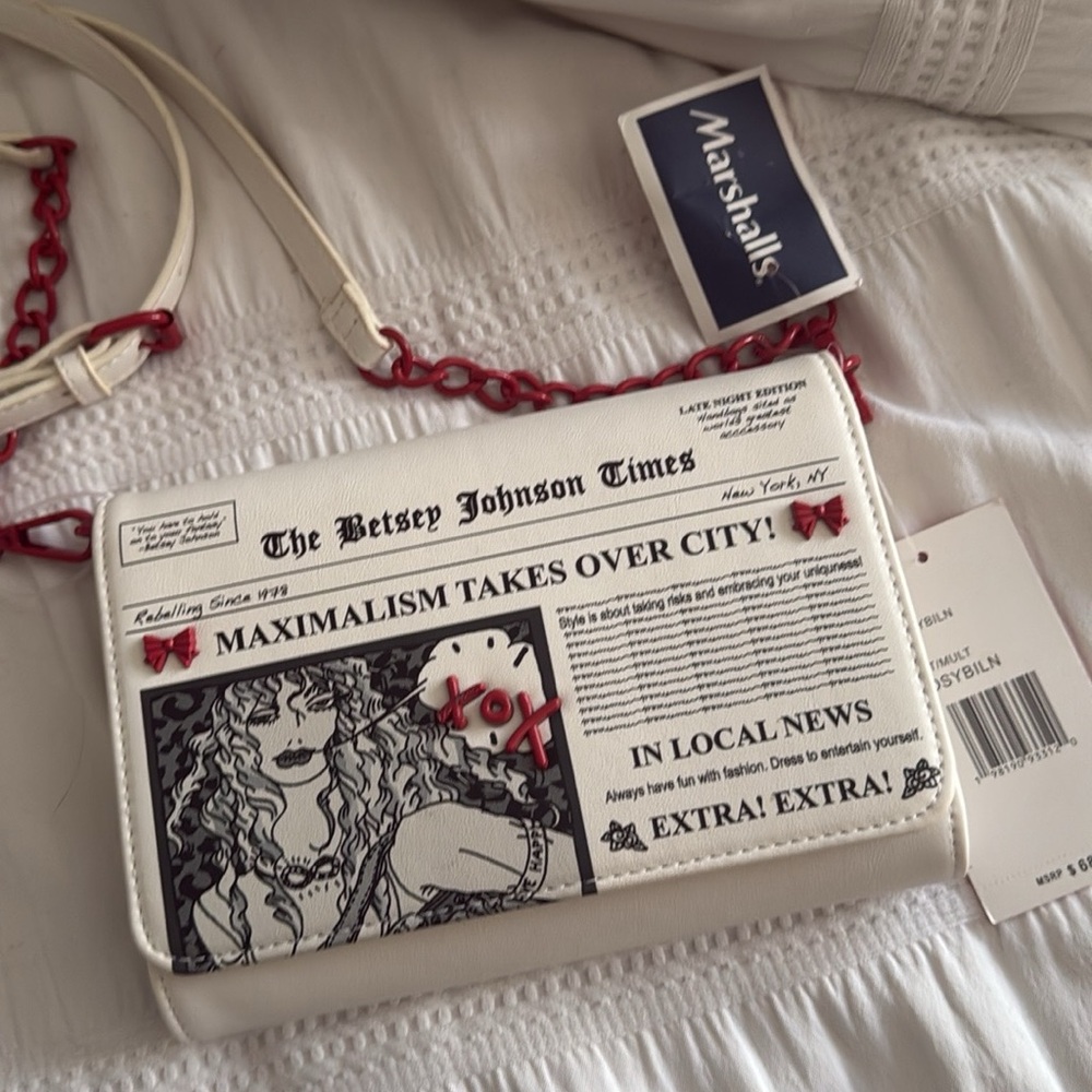 Betsey Johnson Newspaper Crossbody Bag